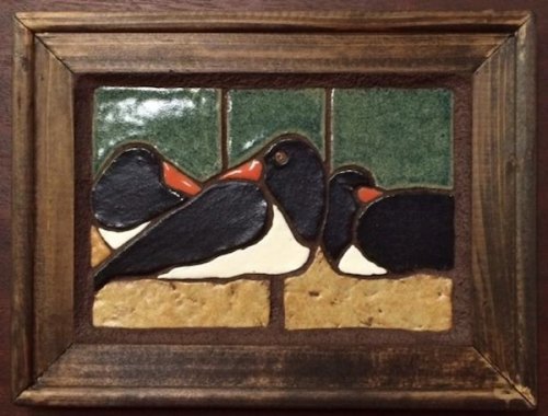 Another Successful OPS Art Show! Oystercatchers by local potter Maria Logan went for $150
